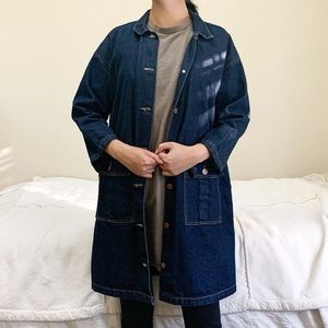 Monki Denim Trench Coat Mac Jacket Size S
